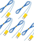 Five blue K-type thermocouple probes with yellow 2-pin mini-connectors, 2 m length