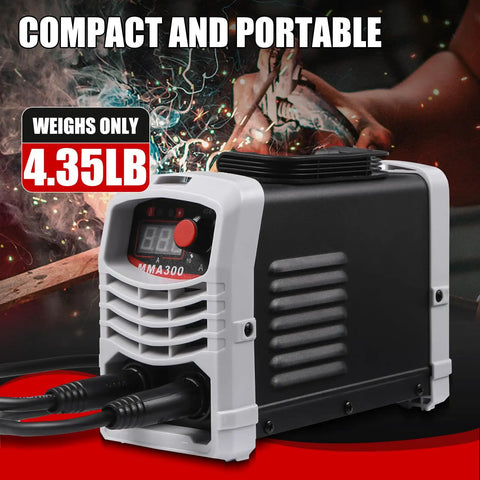 MMA300 Electric Arc Welder Stick Welder Portable Mini IGBT Inverter compact design with carry handle, 4.35lb weight