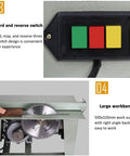 Portable Benchtop Table Saw With Killer 1200W All Copper Motor Cuts Through Wood And Metal Like Butter showing forward and reverse switch.