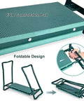 Versatile Garden Kneeler And Seat With Soft Kneeling Pad And Tool Pouches For Easy And Comfortable Kneeling Or Sitting While Gardening Grab And Go Portable Bench With Handles For Men Women And Seniors, foldable design with green EVA pad.