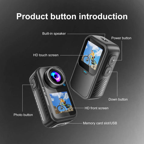 4K Mini Action Camera With EIS Stabilization 130 Degree Wide Angle Dual Touchscreen Pre Record Waterproof For Vlogging And Outdoor Adventures