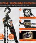 Manual Lever Chain Hoist One And A Half Ton 3300 Pounds Ten Foot Lift G80 Galvanized Carbon Steel with braking system
