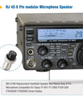 Heavy Duty 8 Pin Handheld Speaker Mic For Ham Radios, Coiled Cord, Crisp Clear Sound, Direct Replacement For MH-31B8 And MH-31A8J, Beefy Build, Compatible With Yaesu FT-847 FT-2000 FTDX1200 FTDX3000 FTDX5000 Series Radios shown with cord close-up.