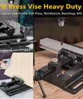 Built Tough Drill Press Vise With Quick Release Clamp On Jaw For 3 Inch Jaw Opening And 4 Inch Base Clamping