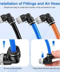 Push To Connect Pneumatic Fittings Half Inch Tube Outer Diameter And Half Inch NPT Thread installation demo with color-coded tubes
