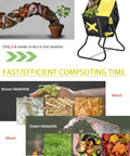 18.5 Gal Tumbling Compost Bin For Outdoor Gardens With BPA Free Materials Easy Turn Single Rotating Chamber Fast Working System UV Protected Barrel And Powder Coated Steel Stand Space Saver For Balcony Patio Or Rooftop