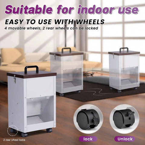 Heavy Duty Gravity Dog Feeder For Large Breeds Outdoor Auto Food Dispenser Galvanized Steel 30 Pound Capacity with locking wheels.