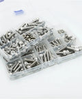 Heavy Duty Hex Socket Cap Head Screws And Nuts Kit With 105 C Heat Resistance And 3dB Noise Reduction, Size Range M2 Through M6, Ideal For Automotive, Machinery, And DIY Projects in organizer box