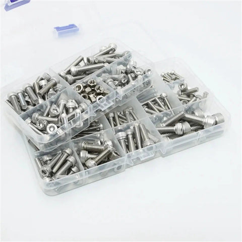 Heavy Duty Hex Socket Cap Head Screws And Nuts Kit With 105 C Heat Resistance And 3dB Noise Reduction, Size Range M2 Through M6, Ideal For Automotive, Machinery, And DIY Projects in organizer box