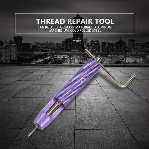 M2x0.4 Threaded Insert Repair Kit With Installation Tool Tap Drill Bit And 20 Stainless Steel 304 Inserts in purple handle