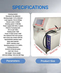 Industrial Parts Rotary Spray Washer Cabinet Beast Mode Grimebusting Powerhouse specifications and dimensions in stainless steel.