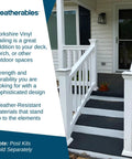 Premium White Vinyl Porch And Deck Railing Kit For Balconies Patios And Outdoors, installed on steps with weather-resistant design.