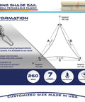 Installation diagram for Beige 24 By 24 By 24 Sun Shade Sail With A Ring Wire Rope Triangle For Deck Backyard And Patio