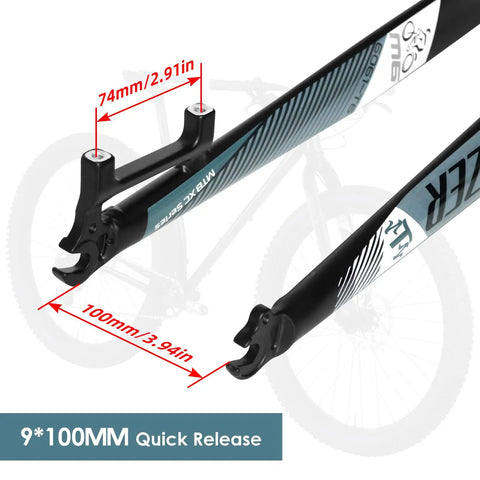 Beefy Rigid Mountain Bike Front Fork For 26 And 27.5 Inch Wheels Aluminum Alloy One And One Eighth Inch Threadless Steerer 9mm QR