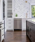 Modern kitchen with dark wooden cabinets featuring 20 Pack Oil Rubbed Bronze Solid Cabinet Handles Drawer Pulls 5.38 Inches Long