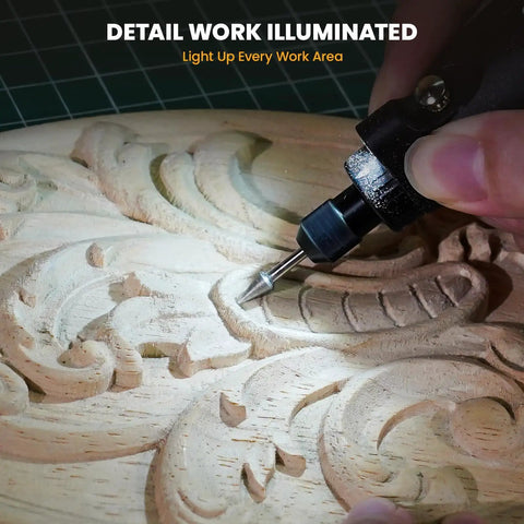 Detail work with Mini 4V Cordless Rotary Tool with Five Speeds and LED Light 2000mAh Battery for engraving on wood
