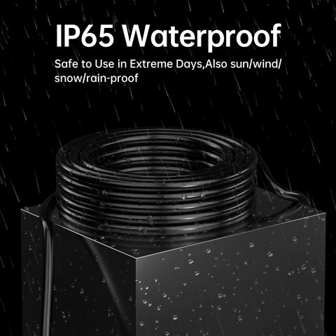 Close-up of IP65 waterproof feature on Two Pack 3 Foot Outdoor Extension Cords 16 AWG SJTW Weatherproof 13 Amp 1625 Watt ETL Listed