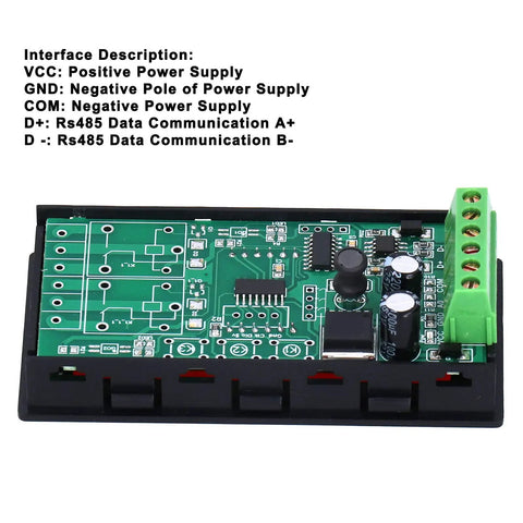 Back view of 4 Digit LED 7 Segment Display With Modbus RTU Over RS485 Serial Port For PLCs showing power and RS485 connections.