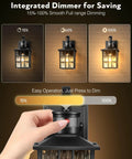 Black Motion Sensor Outdoor Porch Light With Dusk To Dawn Modern Wall Mount Sconce showing dimming feature and control knob.