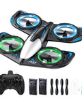 Beginner Friendly Foam RC Drone For Kids With LED Lights 360 Degree Flip Altitude Hold 3 Speed Modes shown with accessories