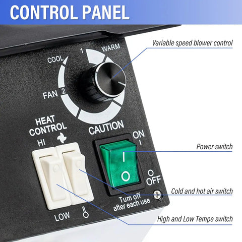 Control panel of Frame Warmer For Eyeglasses 1500W High Power Glasses Heater With 110V Hot And Cold Switch.