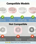 Image showing compatible and not compatible nail dust collectors for 4 Pack Nail Dust Collector Replacement Filters For Nail Dust Vacuum Machines Round Shape Reusable Nonwoven Filters Compatible With HPro And SProR Models Keeps Your Workspace Cleaner And Smudge Free