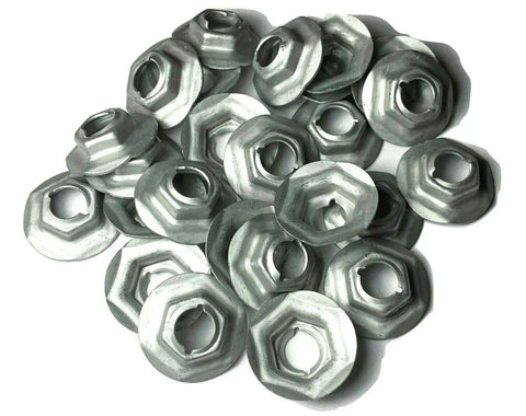 Heavy Duty Self Threading Flanged Pal Nuts For Gm Ford Mopar Side Markers Zinc Plated Half Inch Hex Three Quarter Flange.330 Stud Pack Of Twenty Five Snaps Right On For Rattle Free Bolt Ups