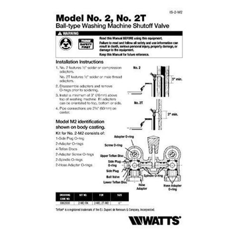 Installation guide for 2T-M2 1/2 Inch Brass Tubular Washing Machine Hot Water Shut Off Valve, prevents leaks in laundry setups.