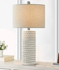 Modern 24.5 Inch Ceramic Table Lamp Set Of 2 With White Shades Farmhouse End Table Lamps For Living Room Bedroom Dorm Office Or Study Vibe Cozy Nightstand Lights