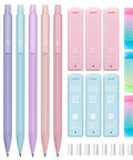 Pastel Mechanical Pencil Set With Six Pencils 0.5 And 0.7 Millimeter Lead Plus 360 HB Lead Refills Erasers And Eraser Refills Aesthetic School Supplies For Girls Writing Everyday, showcasing colorful components.