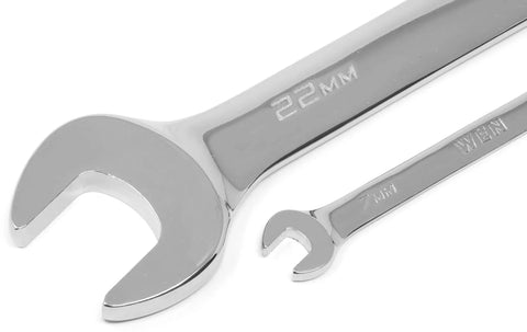 16 Piece Metric Combination Wrench Set With Roll Up Storage Pouch, Heat Treated Chrome Vanadium Steel, 7mm To 22mm, 15 Degree Box End For Easy Access To Tight Bolts, Pro Grade Tools For DIY Auto And Workshop