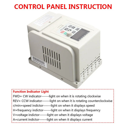 Control panel of Heavy Duty 4kW 220V Variable Frequency Drive Inverter For Single To Three Phase Motors with indicator function guide