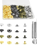 100 Sets Leather Snap Fasteners Kit With 10mm Metal Snaps, Comes With 4 Install Tools And 4 Colors for multiple projects