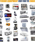 Interior equipment options for fully equipped mobile food trailer kitchen for fast food and dessert concession cart.