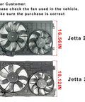 Heavy Duty Direct Bolt On Dual Radiator And Condenser Cooling Fan Assembly For Vw Golf Jetta Rabbit Beetle 2006 To 2019 2.5L with dimensions