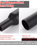 Top Notch 3/8 Inch Heat Shrink Tubing Roll 25 Feet Long Packed With A Rock Solid 2 To 1 Shrink Ratio For A Dead Tight Seal On Black Cable Wraps