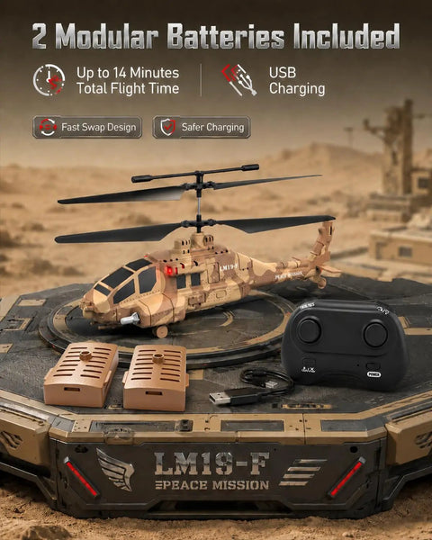 Missile Launch RC Helicopter With 10 Reusable Missiles LED Lights Altitude Hold One Key Takeoff 2.4GHz remote control on helipad