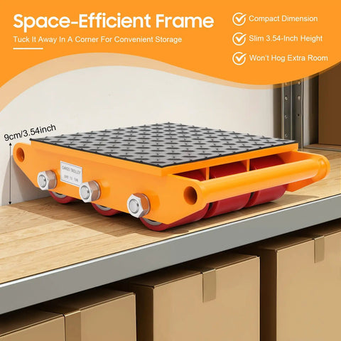 Rock Solid Heavy Duty Machinery Skates With Smooth Rolling Polyurethane Casters For Moving Big Industrial Gear No Sweat Built Tough Alloy Steel Base Supports Up To 15 Ton Loads Easily on storage shelf.