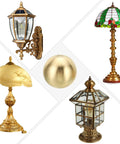 Brass Ball Lamp Finials Kit 17.5mm Solid Brass Shade Top Knob With Dual Thread 1 4 27 To M10 Adapter For Table And Floor Lamps