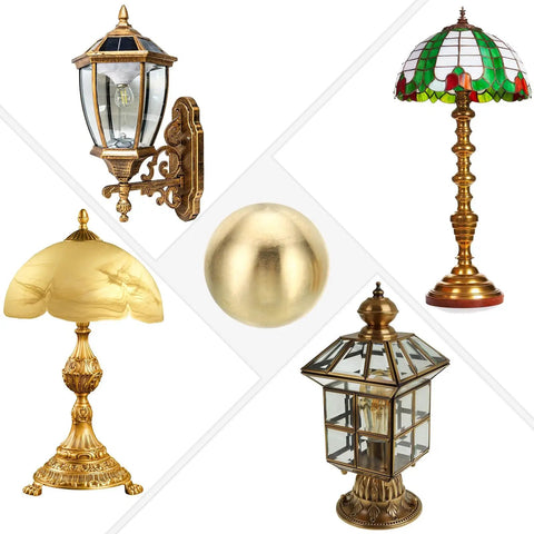 Brass Ball Lamp Finials Kit 17.5mm Solid Brass Shade Top Knob With Dual Thread 1 4 27 To M10 Adapter For Table And Floor Lamps