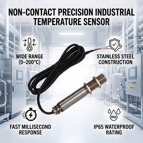No Contact Infrared Temperature Sensor Probe For Petrochemical Plants Fast Response Stainless Steel 0 To 200 Celsius Industrial Thermometer Surface Temp Measurement 1 Unit, stainless steel probe