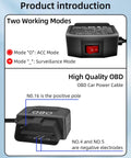 OBD2 To Mini USB Power Cable For Dash Cam With Right Angle USB Adapter Hardwire Charger Switch 24 Hour Surveillance Dual Mode