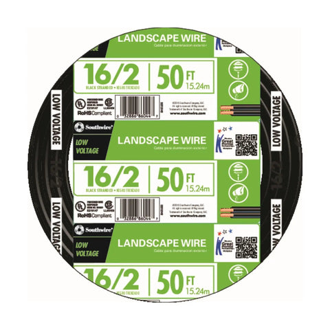 Spool of Low Voltage Outdoor Lighting Cable DIY Friendly 100 Feet 16 Gauge 2 Conductor Durable Weatherproof Vinyl Jacket
