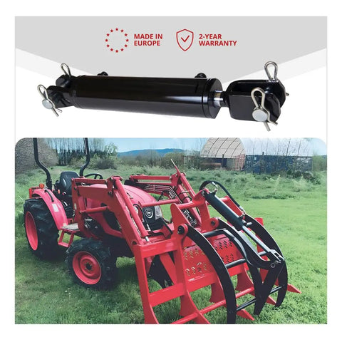 Built Tough Double Acting Hydraulic Cylinder With Clevis Ends For Farm Equipment 2.5 Inch Bore And 10 Inch Stroke At 2500 PSI Tie Rod Alternative Welded Universal Cylinder on front loader