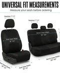 Full Set Cloth Car Seat Covers With Universal Fit For Front Seats And Split Rear Bench, Airbag Compatible And Easy Clean For SUV Sedan And Van, Black Everyday size guide