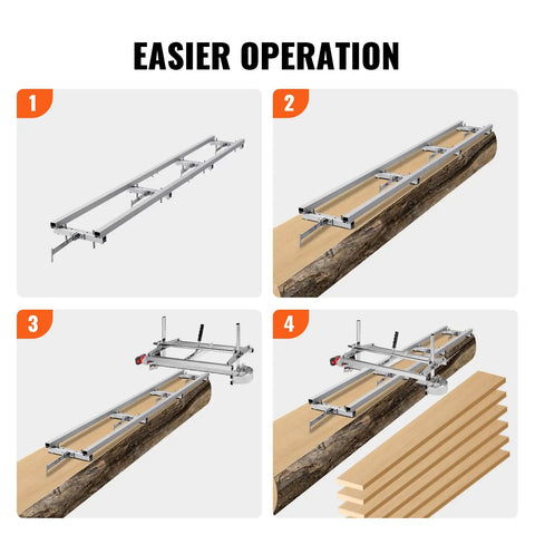 Beefed-Up Rail Mill Guide System With 9 Ft Aluminum Adjustable Saw Milling Rails And Four Crossbar Kits Works With Chainsaw Mills