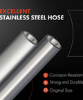 Stainless steel hose showcasing corrosion resistance and durability with highlighted text "Excellent Stainless Steel Hose"