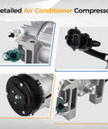 Robust Ac Compressor With Clutch Oem Replacement For Nissan Altima 2.5 L Engine showing detailed components and fittings.