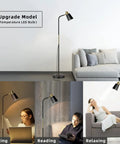 Three Color Temperature Floor Lamp With Adjustable Head And Energy Efficient Nine Watt LED Bulb Included For Living Room Bedroom Office Farmhouse Modern Standing Task Lighting For A Cozy Vibe in a living room setting