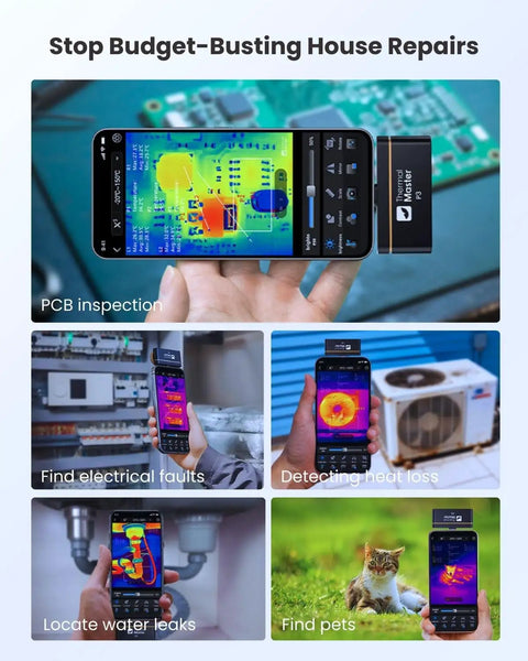 Pro Grade Thermal Imaging Camera For iOS And Android With 512x384 Resolution 35 mK NETD 8mm detects PCB issues, water leaks, pets.